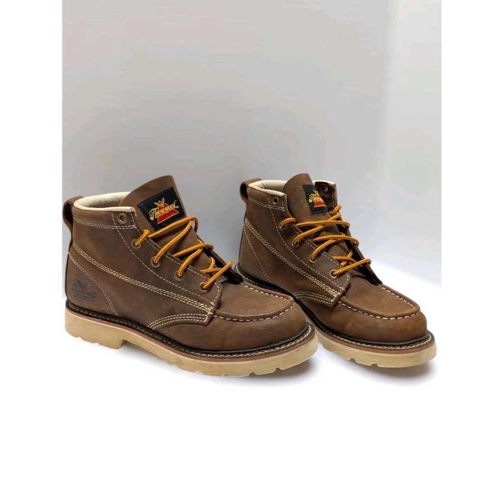 Thorogood 814-4100 Moc Toe Work Boots Brown Leather Mens Sz 5- Womens 7 Soft Toe